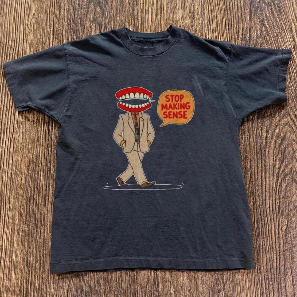 Gildan Men Black T-Shirt, Stop Making Sense Black Graphic Tee